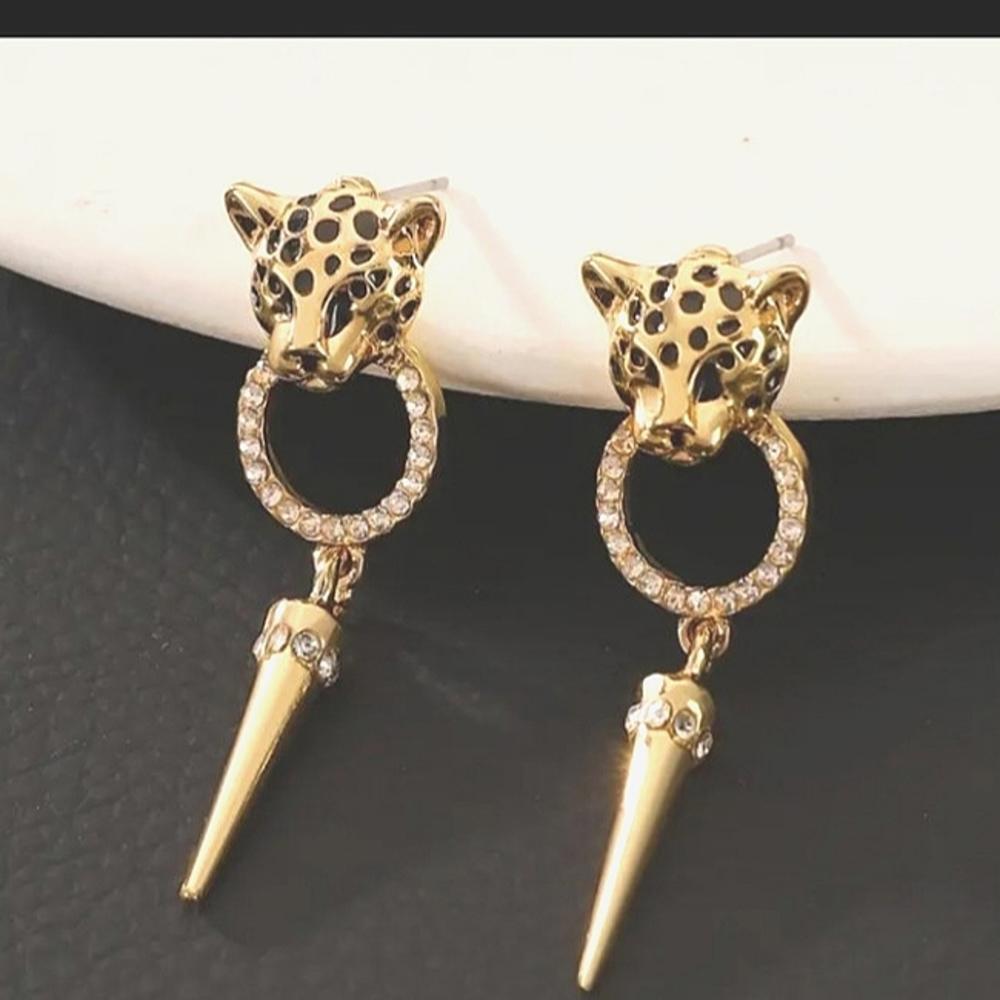 Gold Leopard Earrings EUC